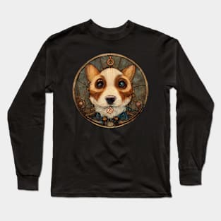 Corgi Surreal Steampunk Artwork, Dog Lover Long Sleeve T-Shirt